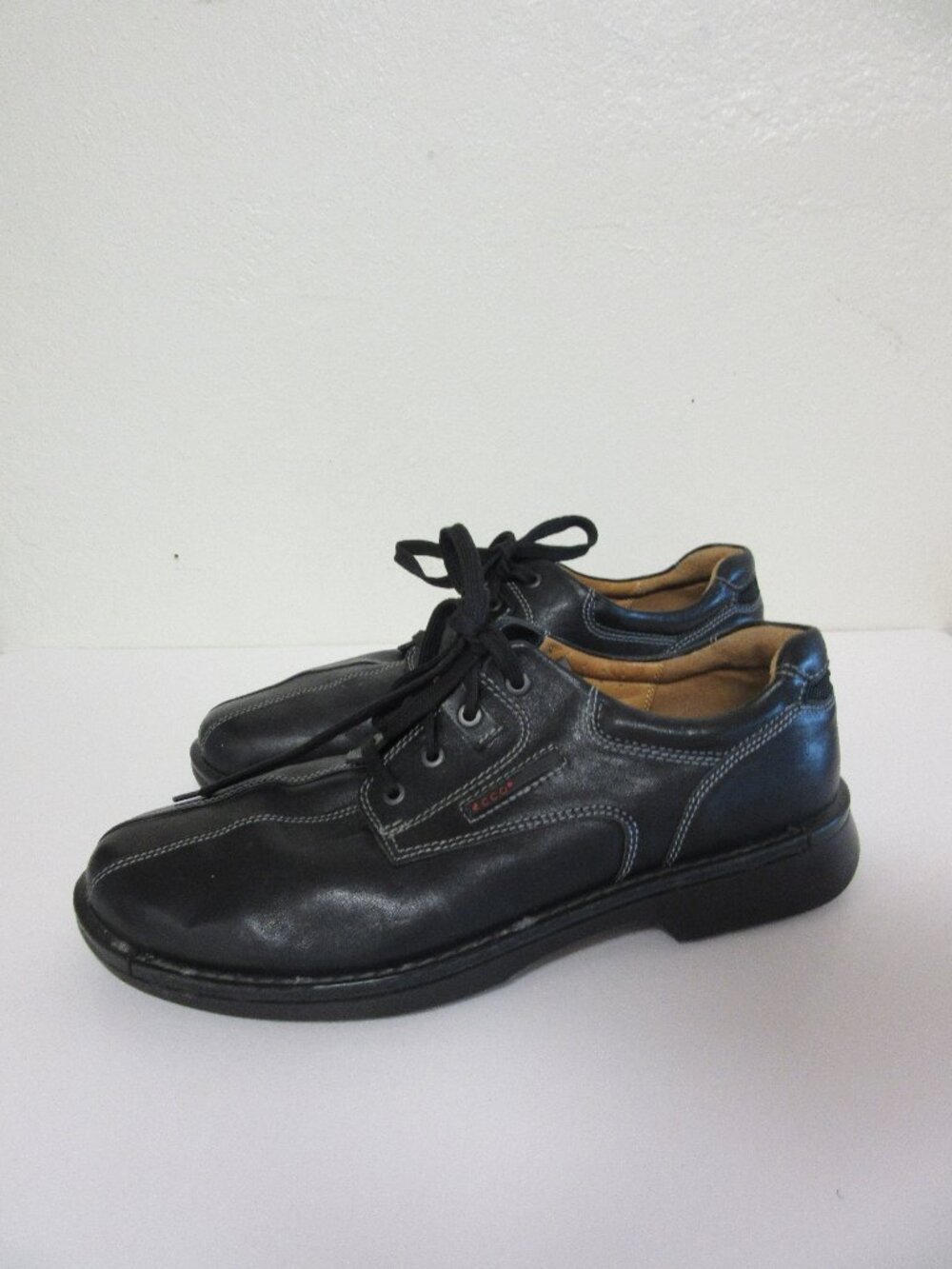 ECCO Black Comfort Derby 46 Lace Up Leather Shoes